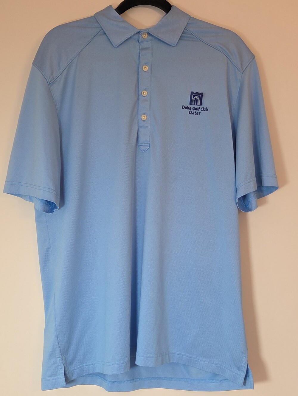 Greg Norman Play Dry Doha Golf Club Qatar Polo Shirt Men's Large Blue